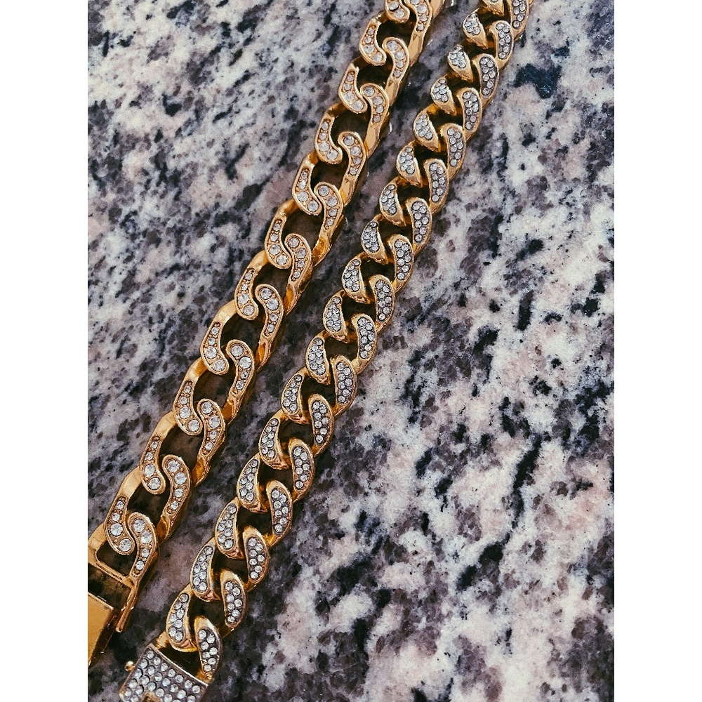 CUSTOM 2-PIECE SET GOLD BLAST CUBAN BRACELETS